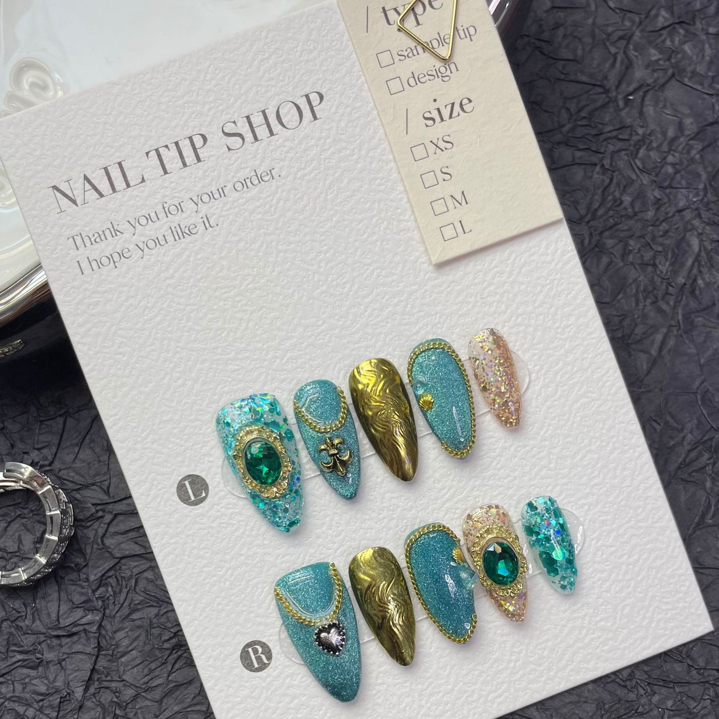 (reusable nail)Exotic style, pure handmade wearing armor, cat eye finished nail art, detachable handmade nail art, fake nail product