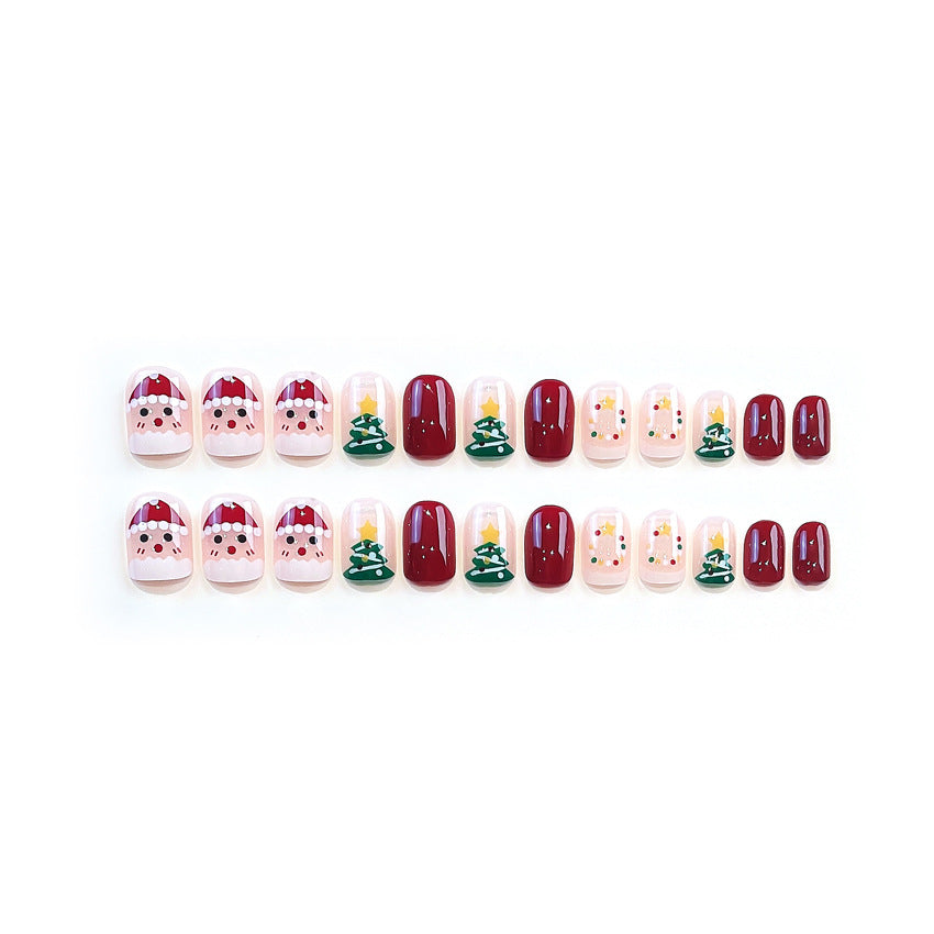 Fashion  nail Christmas New Purple Rabbit Cute Short Finished Nail Beauty Wearable Fake Nails Removable Nail Tip Wearable Armor