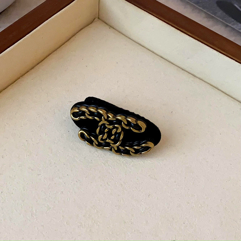 秋冬百搭黑色系小香风发夹 时尚高级感抓夹质气鲨鱼夹发饰批发女
