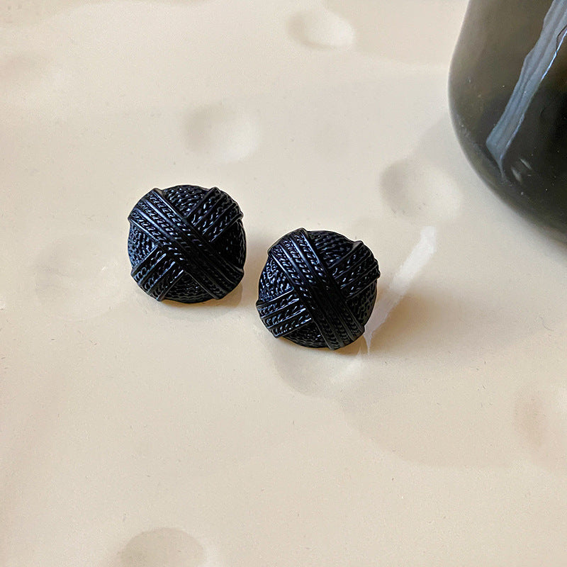 银针秋冬蝴蝶结黑色系耳环轻奢高级感耳钉时尚百搭复古耳饰批发女