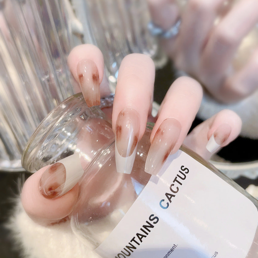 Fashion  nail European and American Simple White French Rendering Popular INS Style European Square Wear Armor Fake Nail Patch Wholesale A44