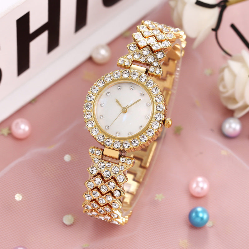 Fashion women's watchNew Diamond Bracelet Watch Two-Piece Suit Women's Fashion Watch Trend Women's Watch with Rhinestones Cross-Border Hot Quartz Watch