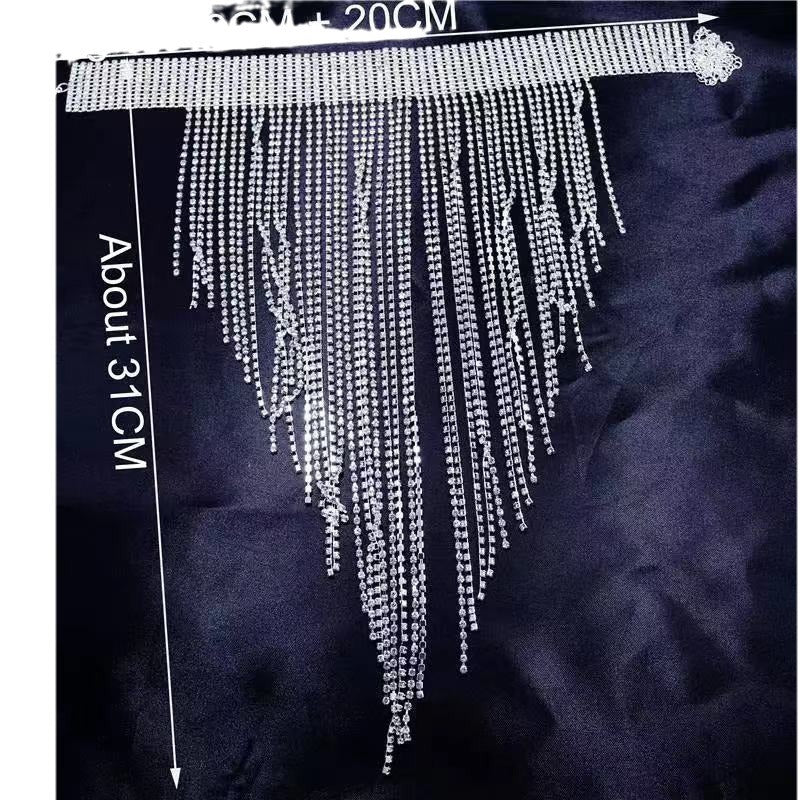 Fashion jewelry Europe and the United States selling long tassel necklace shiny rhinestone exaggerated necklace nightclub new factory direct supply wholesale.
