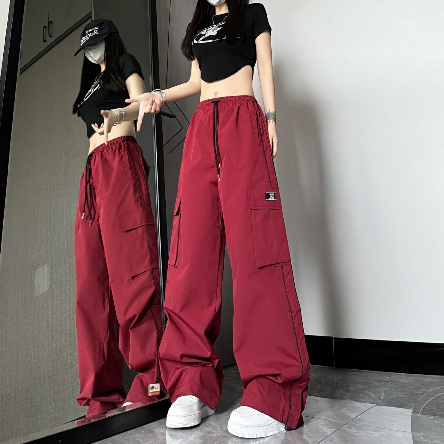 Free shipping  High Street Sweatpants Loose Casual Skinny Wide Leg pants