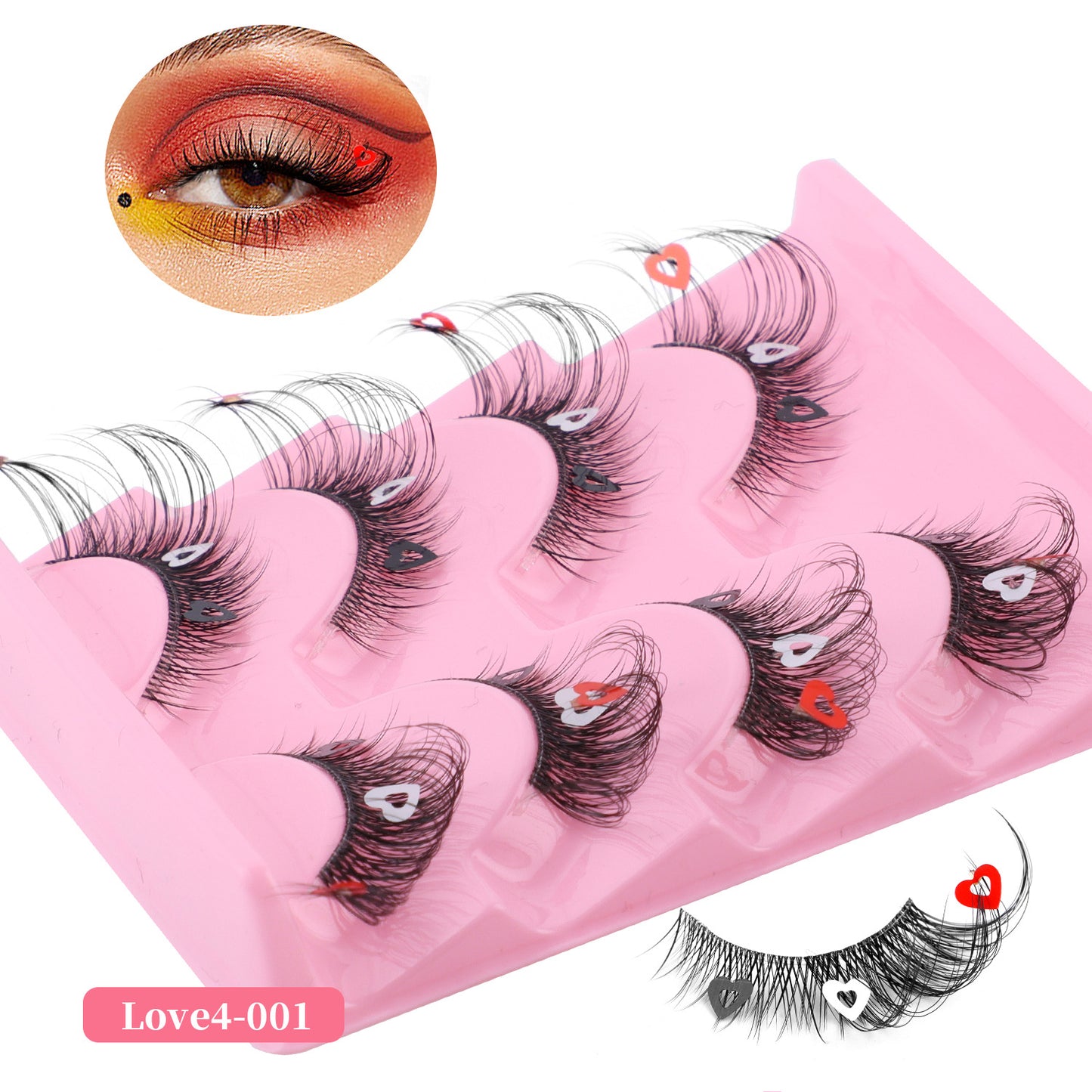 Eyelashes 4 pairs of oblique flying Fox false eyelashes natural thick curl cat eye false eyelashes