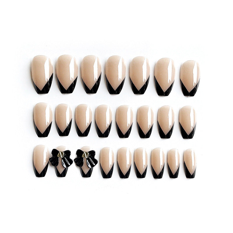 Fashion  nail Wear Armor Nail Stickers Nail Patch Fake Nails Removable Black Bow Nail Tip Nail Sticker X1