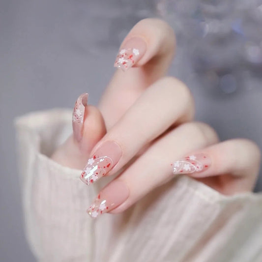 Fashion  nail Pure Desire Fresh Small Flower Long Finished Nail Beauty Wearable Fake Nails Removable Nail Tip Wearable Nail X77