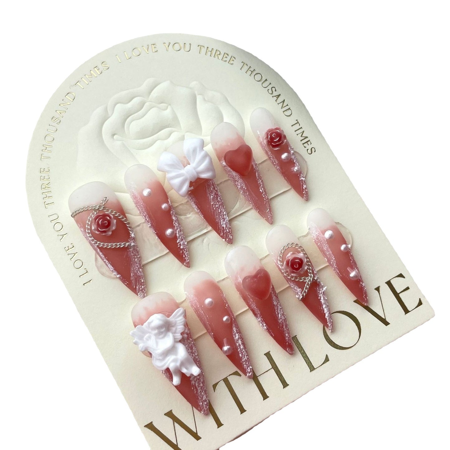 (reusable nail)"Hand-made real shot" rose angel Baroque rose plaster hand-made armor new high-grade sense detachable