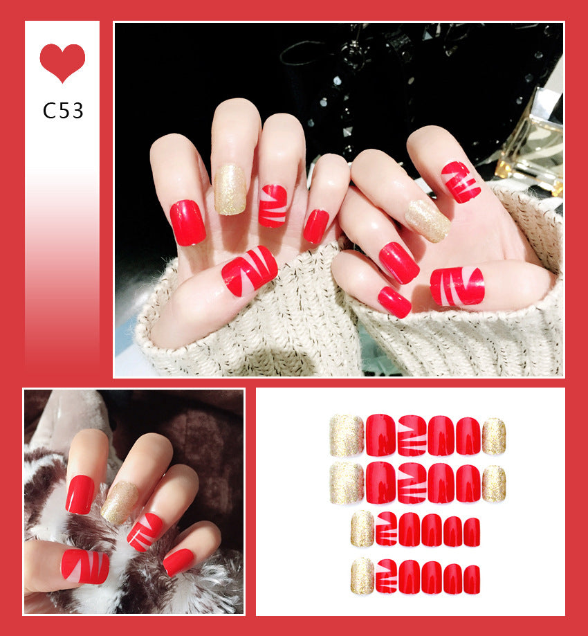 Fashion  nail Wear Finished Nail Beauty Popular Short Fake Nail Patch 24 Pieces Boxed Finished Patch in Stock Collection