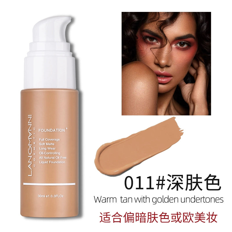 浪曼妮粉底液黄黑皮黄皮遮瑕持妆粉底液膏欧美妆调和液女拉丁舞妆
