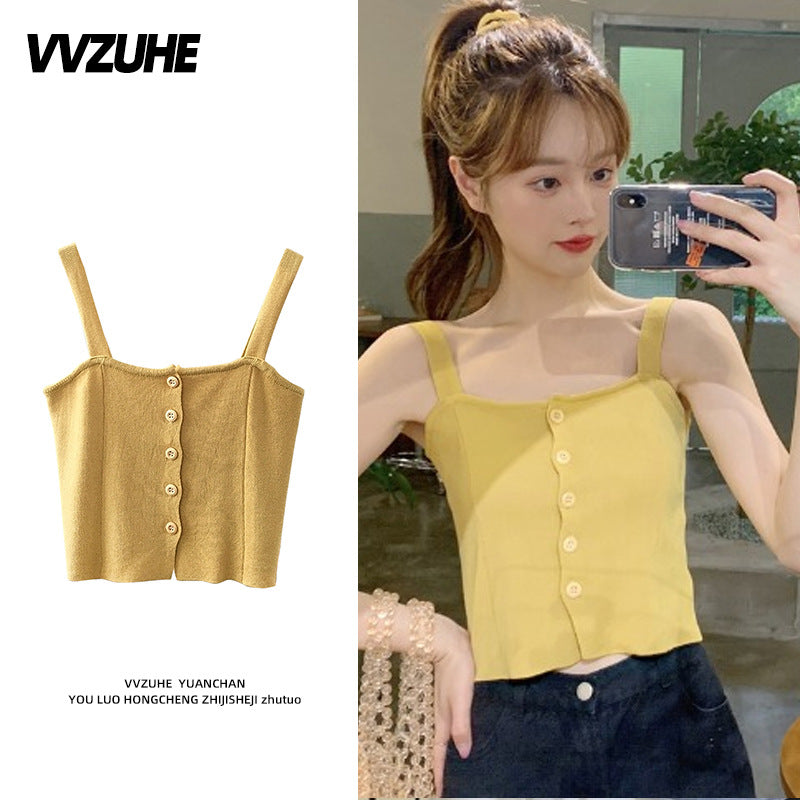 Dopamine tops Free shipping Tattoo Pink Dopamine Wear Seaside Small Suspender Female Sexy Neck Wear Vest Sweet Spicy Thai Top Spice Girl Summer