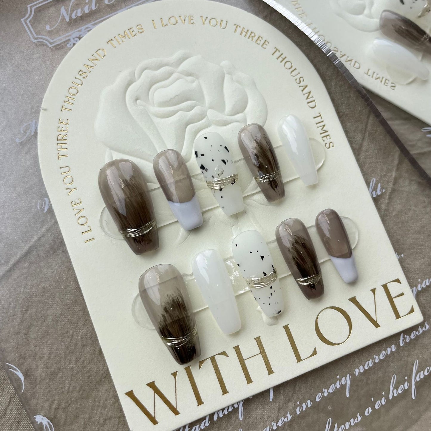 (reusable nail)Shangxin hand-worn armor factory straight hair high-end heavy industry Diablo charm snow long armor hand-made nail art wholesale products.