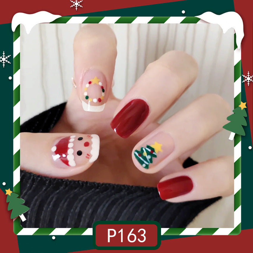Fashion  nail Christmas New Purple Rabbit Cute Short Finished Nail Beauty Wearable Fake Nails Removable Nail Tip Wearable Armor