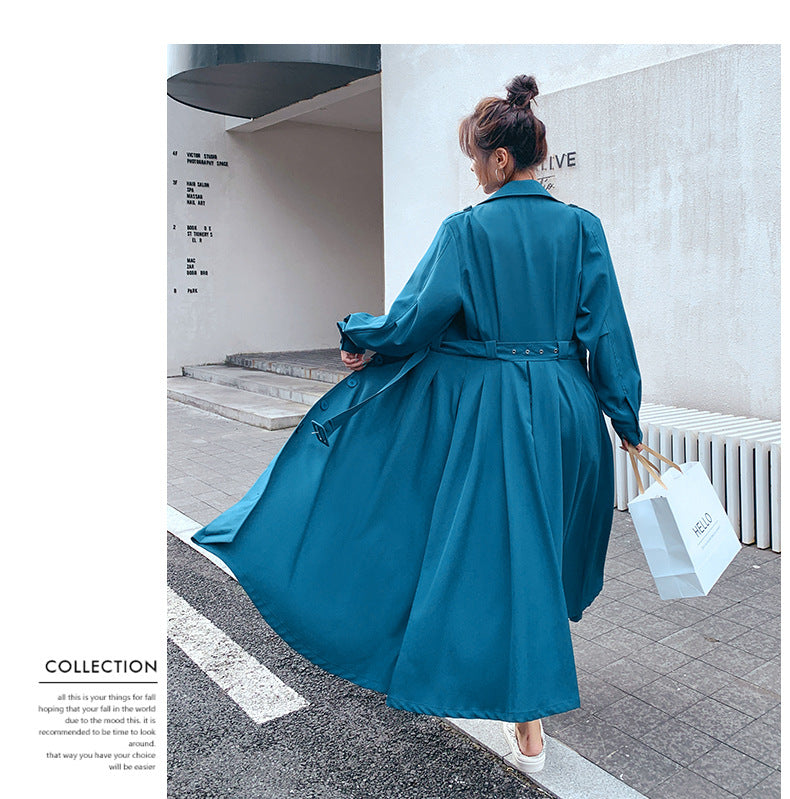 Fashion women's wear Real Shot Large Skirt Windbreaker Dress Women's Mid-Length 2024 Autumn and Winter Clothing New Waist Trimming Fashion Fashion Coat