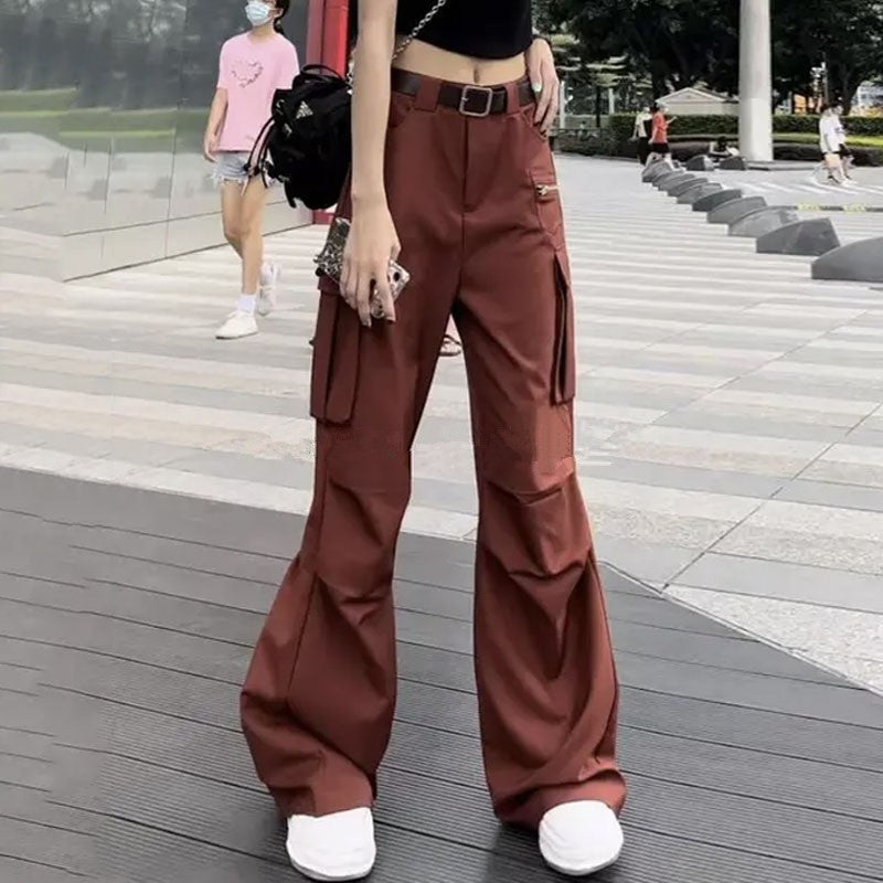 Free shipping dopamine coffee overalls women's summer fried street tall and thin casual wide-leg pants trousers