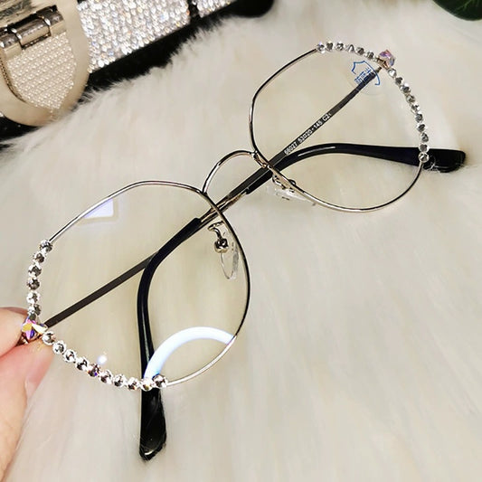 Women's fashion glasses新款水钻防蓝光眼镜女士眼睛素颜神器显瘦护目拍照神奇平光镜