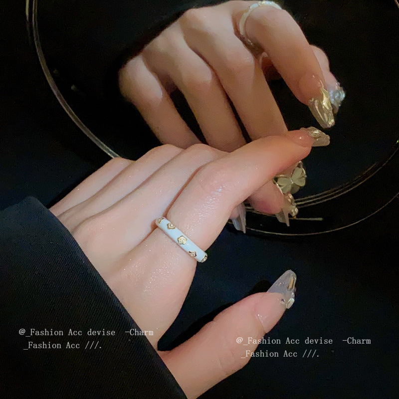 真金电镀滴油花朵开口戒指时尚简约食指戒个性设计感新款手饰批发