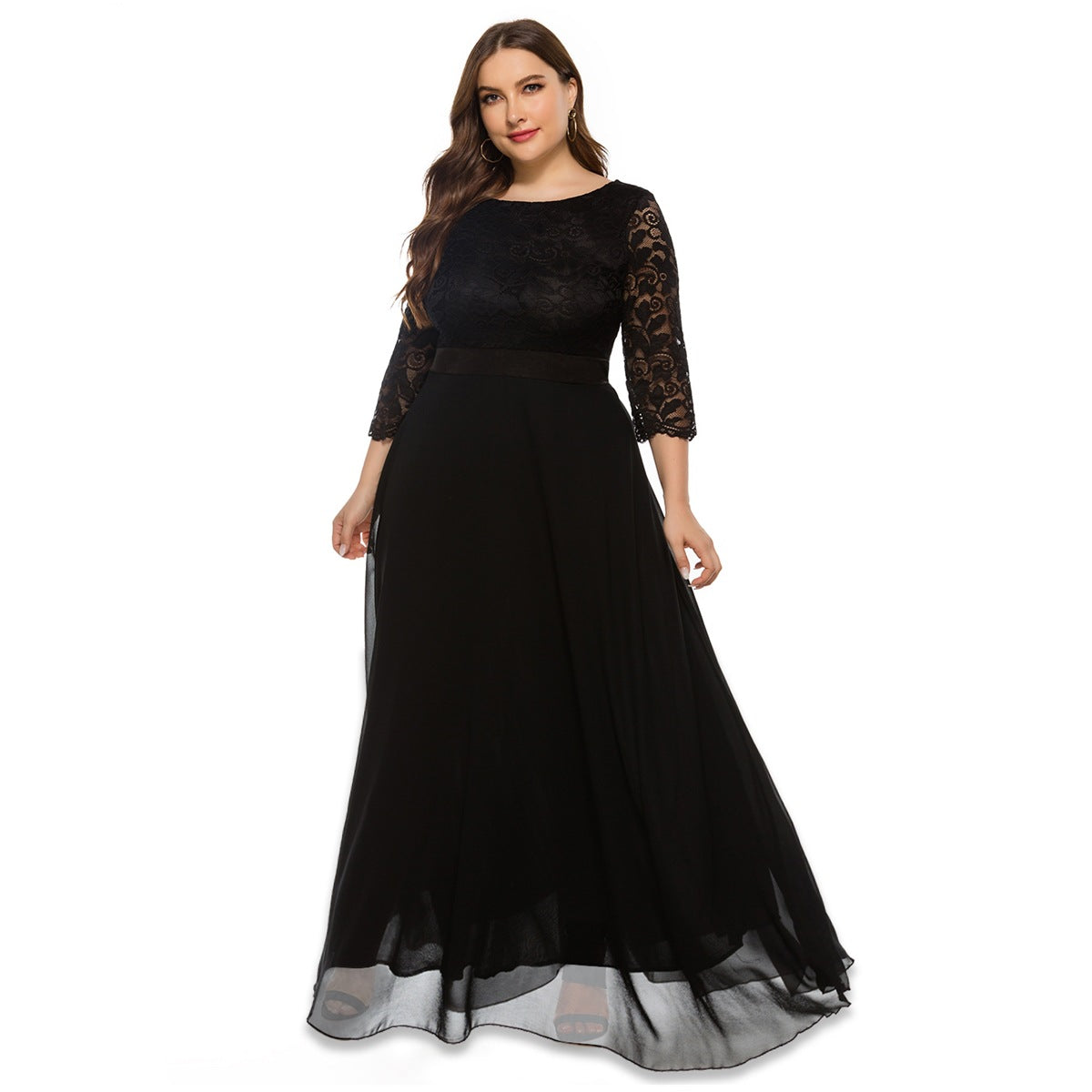 Fashion women's wear 2024  plus Size Women's Clothes New Amazon Cross-Border Foreign Trade Lace Evening Dress Dress Sq0157