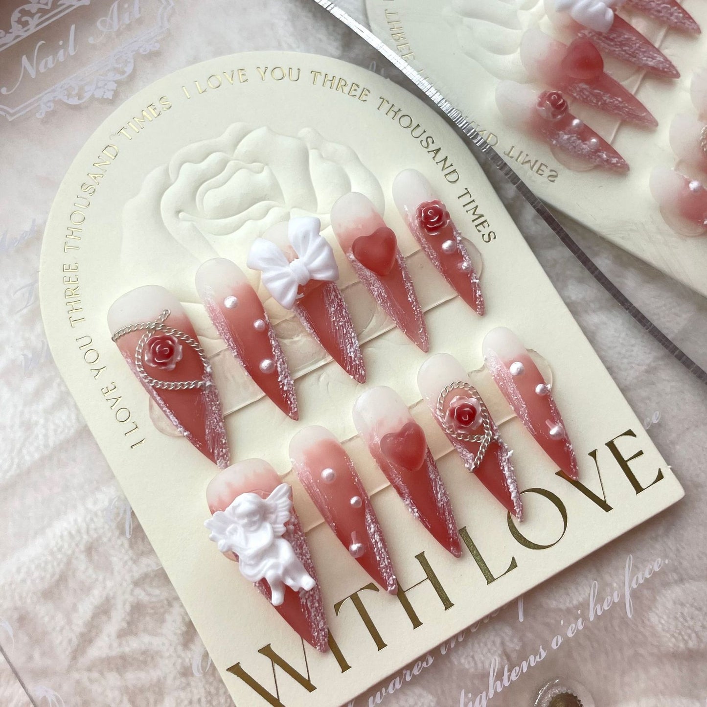 (reusable nail)"Hand-made real shot" rose angel Baroque rose plaster hand-made armor new high-grade sense detachable