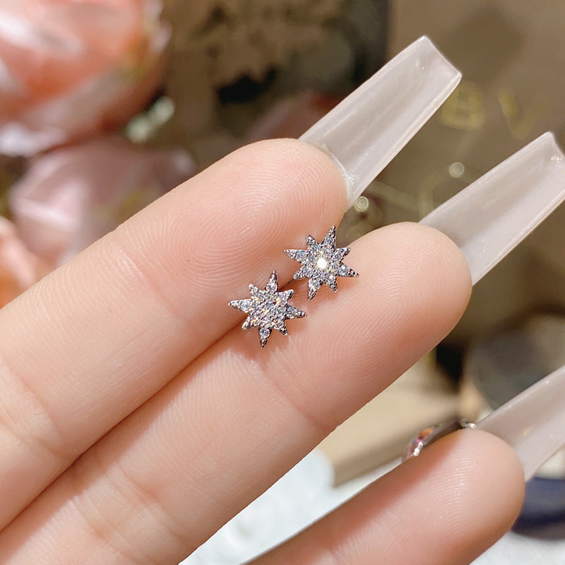 山茶简约新品爆款满钻耳钉 镀18K潮搭嘻哈风格仿莫桑璀璨锆石耳饰