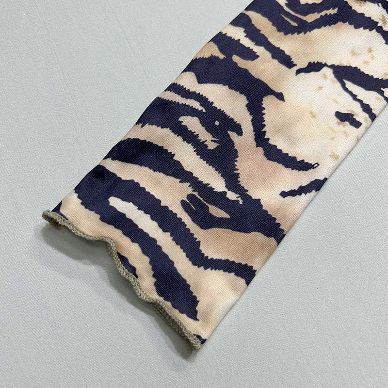 Fashion women's wear Cross Border Foreign Trade Women's Clothing 2024 Autumn New Tiger Pattern Ring Wooden Ear Navel-Exposed Dress Suit