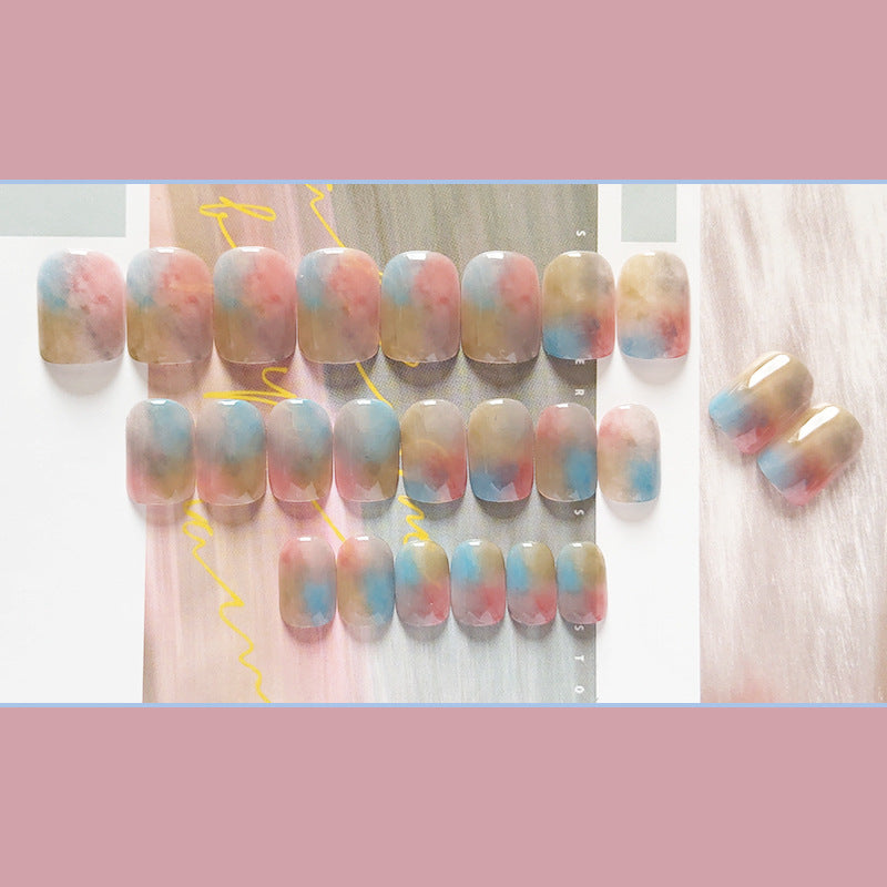 莫奈花园穿戴甲晕染指甲贴片短款美甲片假指甲批发美甲贴片成品甲
