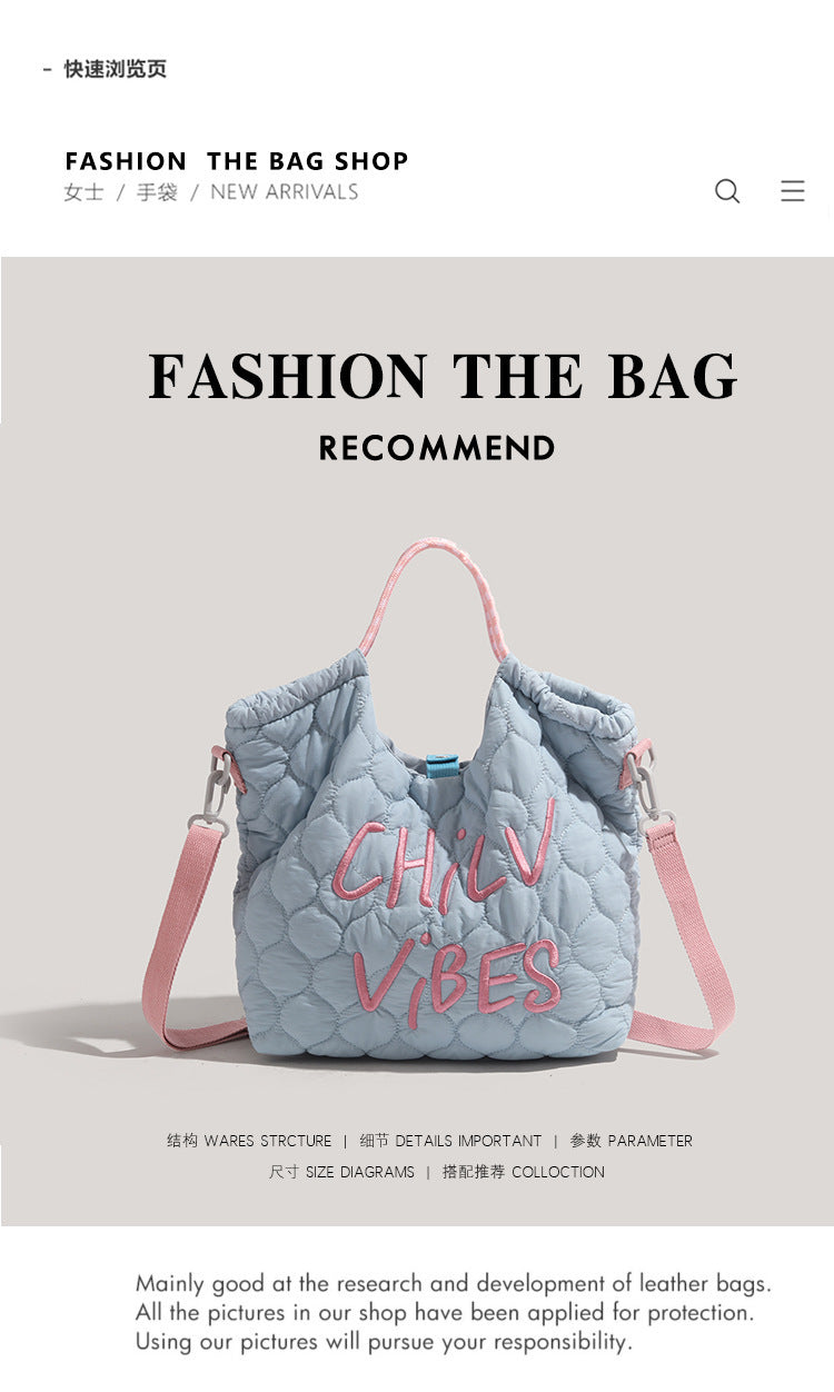 Dopamine Bag Free shipping Tattoo CDIWRI & KARI official genuine Korean style large capacity tote dopamine letter embroidered messenger handbag