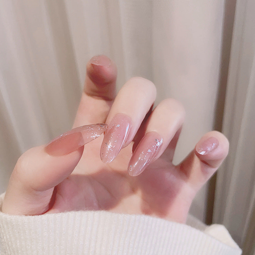 Fashion  nail Tina Manicure Long European and American Wear Nail Shimmering Powder Popular Fake Nail Tip Finished Product Nail Tip Nail Sequins S107