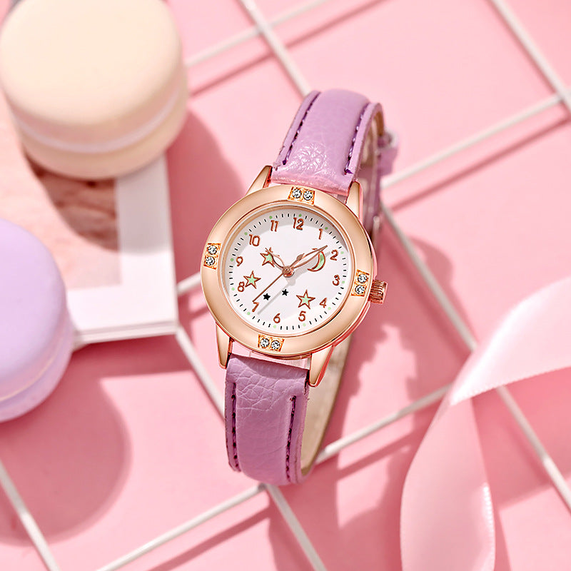 Fashion women's watchLuminous Diamond Belt Women's Watch Alloy Rose Gold Middle School Student Quartz Watch Cross-Border Watch Wholesale