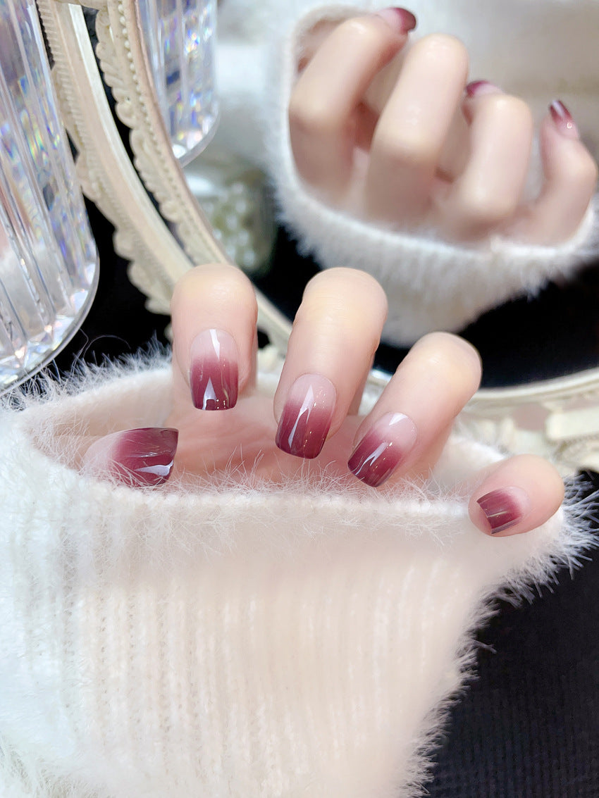 Fashion  nail Tina Finished Nail Beauty Internet Celebrity Same Ins Gradient Long Fake Nails Nail Stickers S54