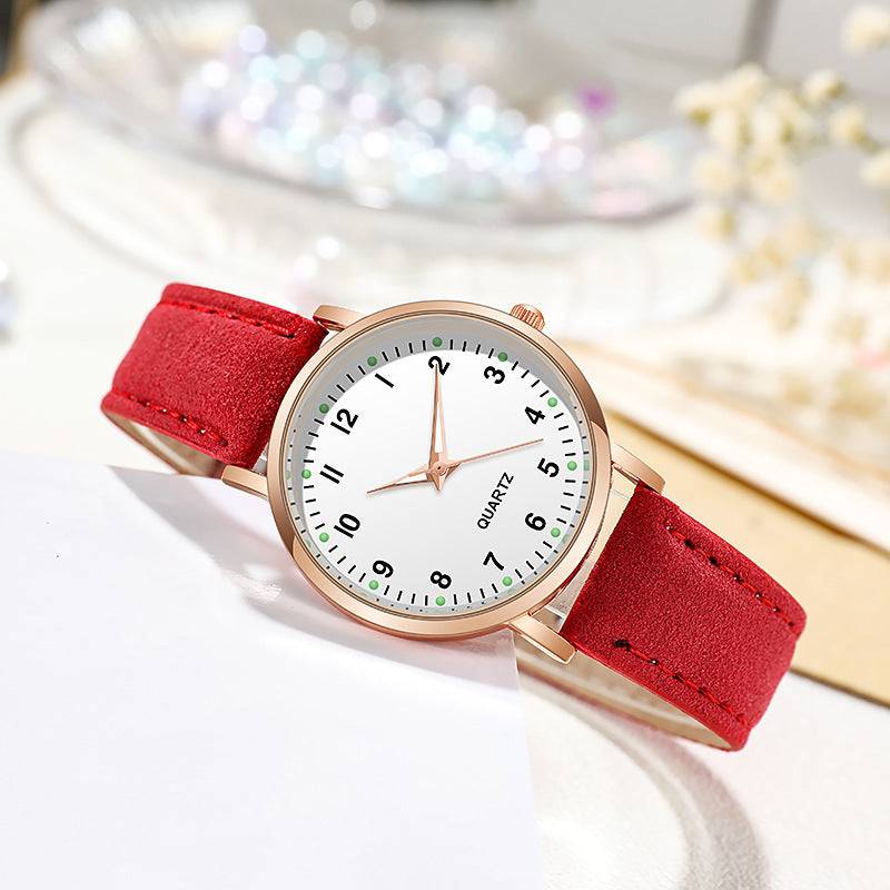 Fashion women's watchNew Simple Digital Men's and Women's Luminous Watch Small Fresh Matte Leather Casual Watch Women's Quartz Watch