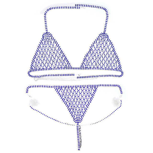 Fashion jewelry Europe and the United States cross-border explosions body chain exaggerated rhinestone bikini chest chain underwear sexy nightclub style body chain