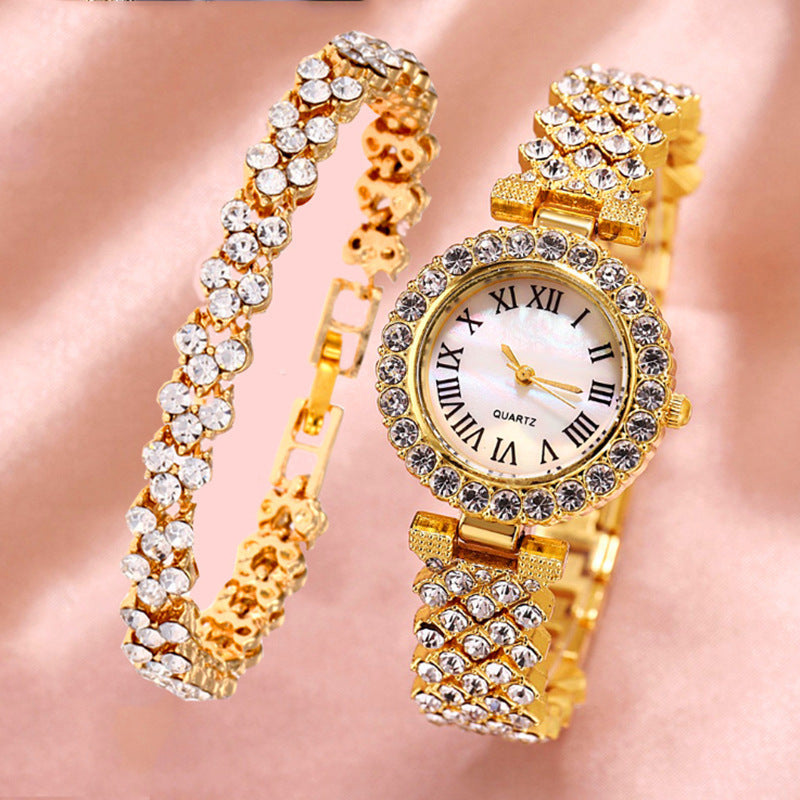 Fashion women's watchForeign Trade Popular Style Fashion Roman Pattern Diamond Women's Watch Women's Watch Quartz Watch Bracelet Women's Wrist Watch Factory in Stock