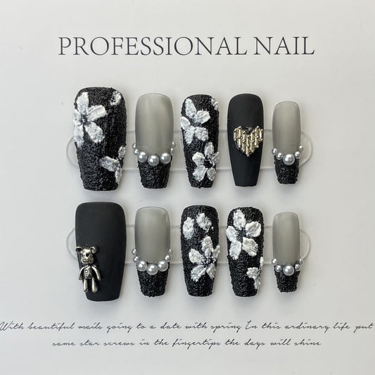 (Manual light therapy) Black Rose Nail (reusable)