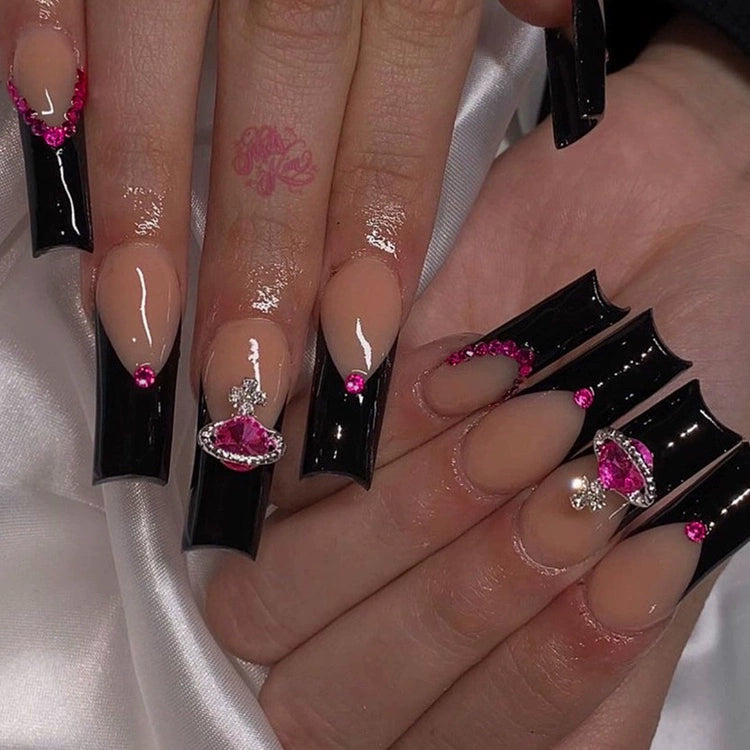 (Hand-made nail) super long hot girl wears nail chips, glitter nail patches, fake nail stickers, and finished products, sexy and exaggerated, European and American style wearables