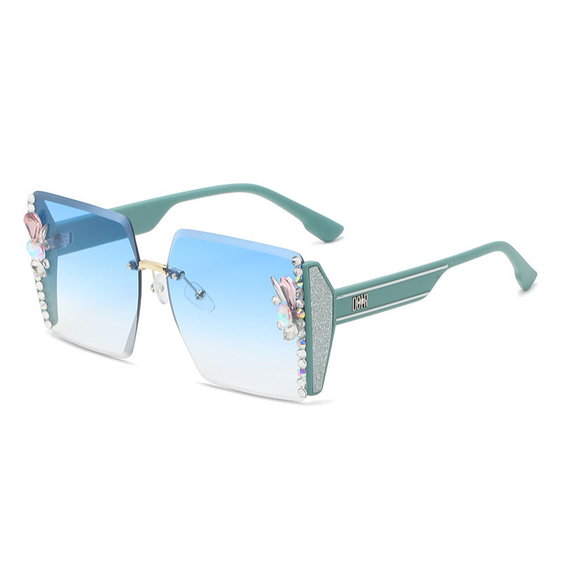 Women's fashion glasses 大框切边方框墨镜女闪粉满天星高级感休闲百搭女士太阳镜防紫外线
