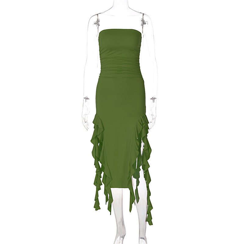 Free shipping   new fashion sexy personality chest wrapping irregular dress foreign trade wholesale tops
