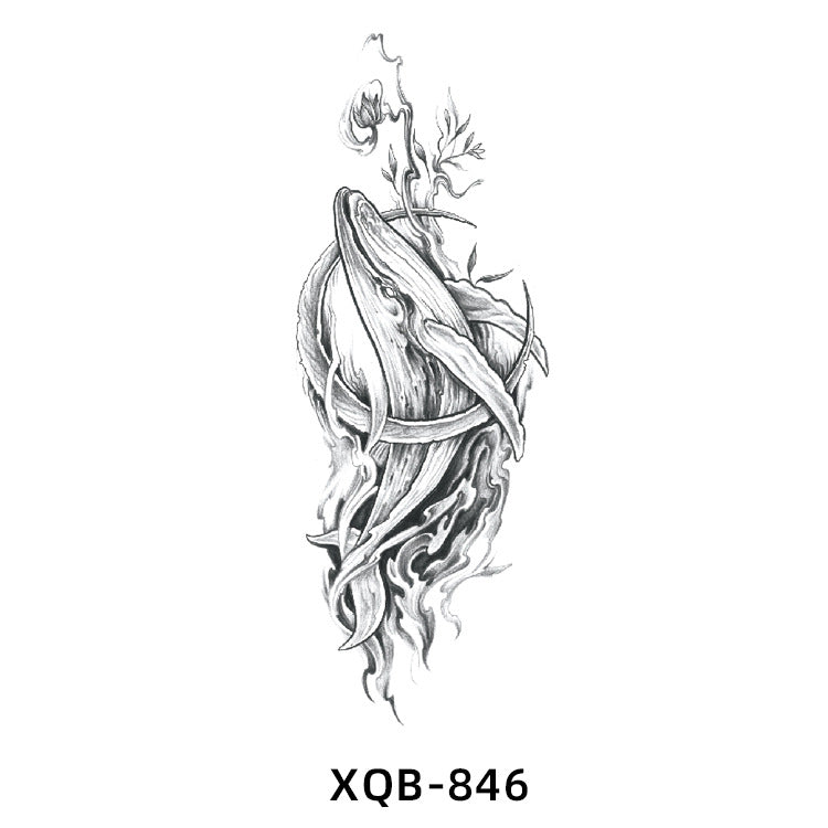 Free shipping Tattoo Small Full Arm Animal Tattoo Tattoo Sticker Half Sleeve Simulation Waterproof Black and White, Colored Flower Men and Women Tattoo Sticker Paper Wholesale