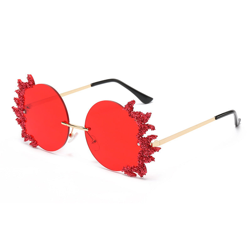 Women's fashion glasses 2023欧美大框架镶钻墨镜跨境潮流水晶钻石太阳眼镜户外防晒显瘦女