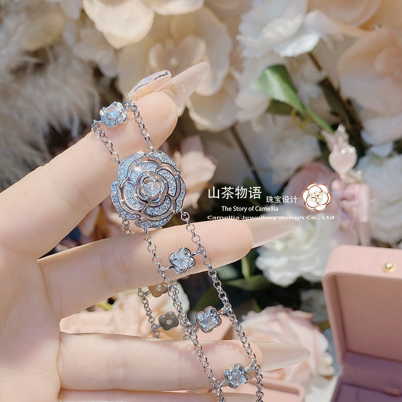 Camellia超仙小香风山茶花颈链女 轻奢小众甜酷设计感玫瑰花手链