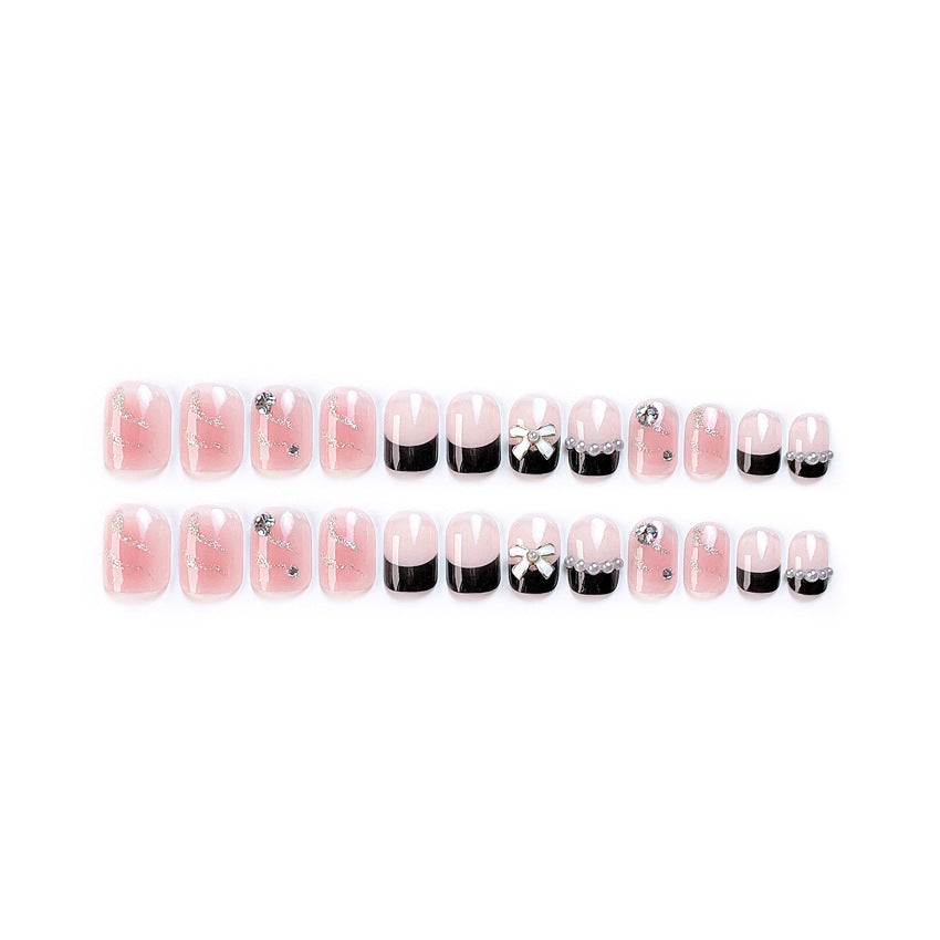 Fashion  nail Pure Desire Fake Nail Patch Bow Finished Nail Beauty Wearable Fake Nails Removable Nail Tip Wearable Nail X94