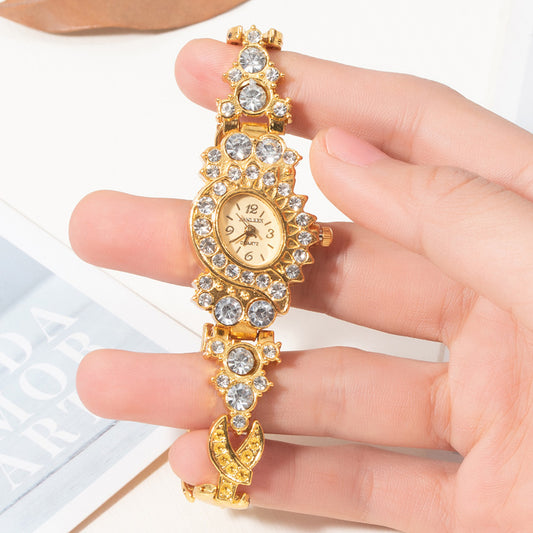 Fashion women's watch Fashion Trend Diamond Women's Watch European and American Popular Fashion Watch Gold Bracelet Rhinestone Quartz Wrist Watch 2260