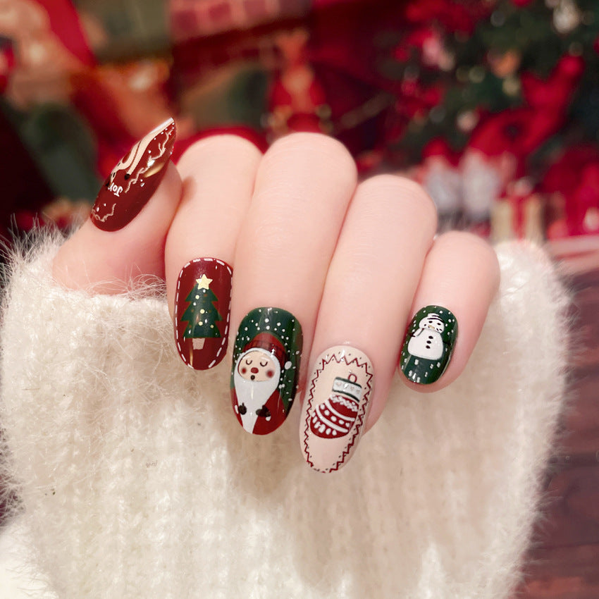 Fashion  nail New Christmas Fake Nails Christmas Gift Wear Nail Polish Piece Wearable Nail Patch Nail Art Wholesale P170