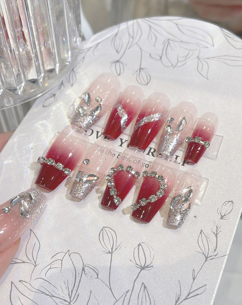 Fashion  nail New Diamond Manicure Wear Nail Ins Advanced Pure Desire Style Nail Patch Wear Nail Love Nail Stickers A43