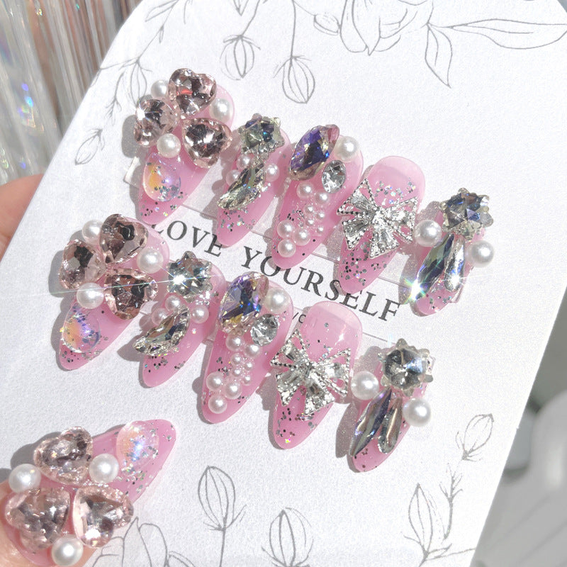 Fashion  nail New Rhinestone Manicure Wear Nail Ins Advanced Pure Desire Wind Nail Patch Wear Nail Diamond Nail Stickers U2