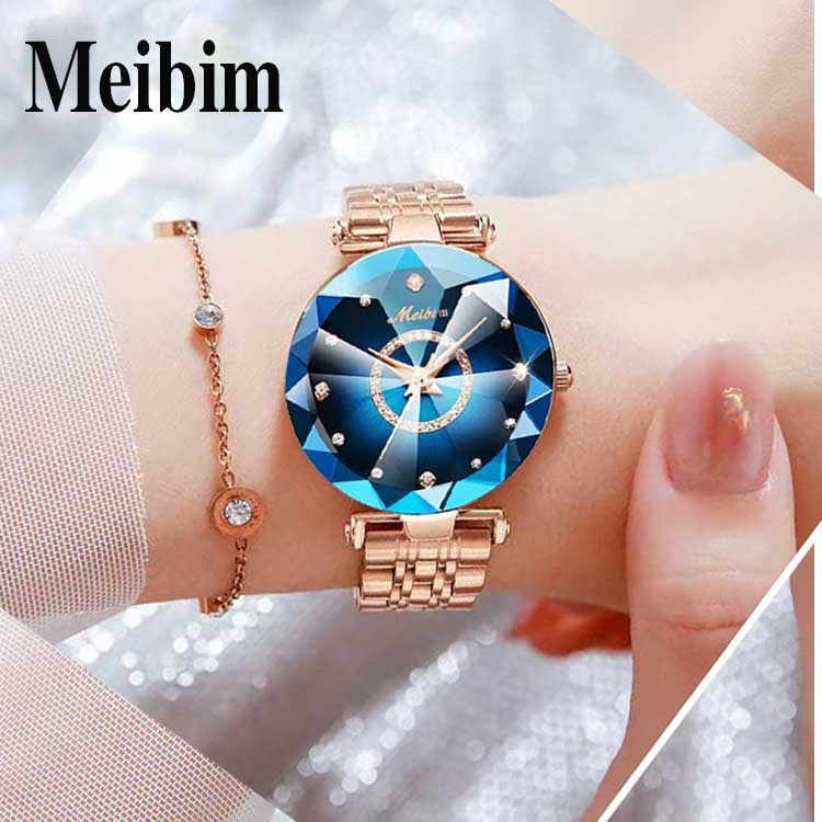 Fashion women's watch2023 New Popular Trending on TikTok Minority Fashion Quartz Watch Retro Diamonds Diamond Women's Blue Glass Non-Mechanical