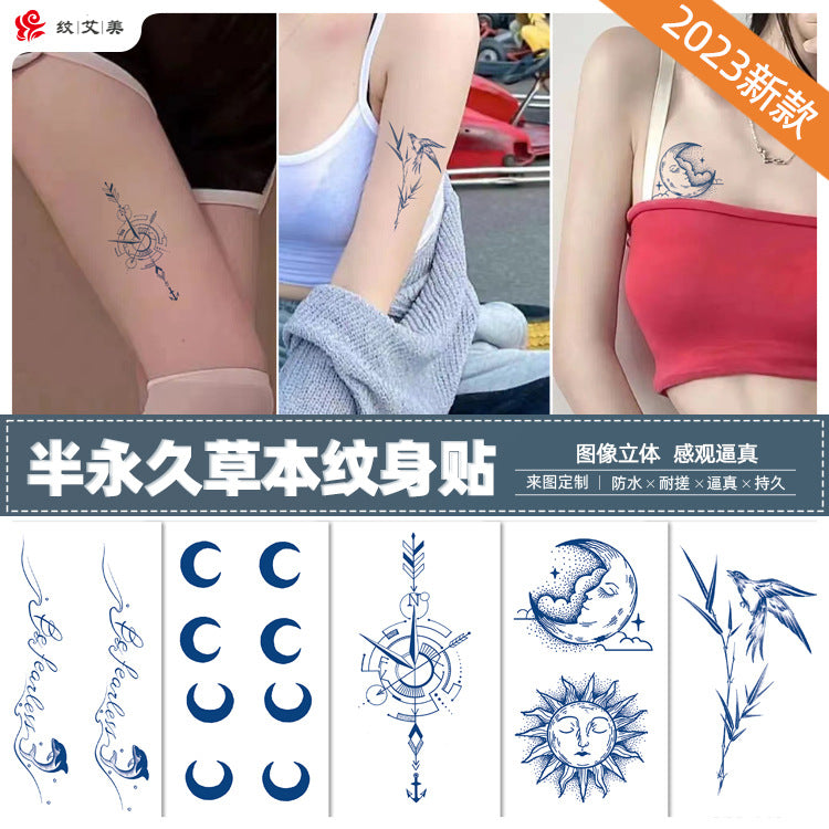 Free shipping Tattoo New Herbal Juice Tattoo Sticker Cute Flowers Fresh Flower Semi-Permanent Ins Tattoo Stickers Factory Wholesale