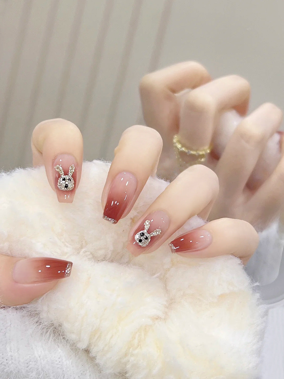 Fashion  nail Bunny Wearable Armor Nail Patch Nail Sticker Nail Stickers Fake Nails Wearable Nail Stickers A12