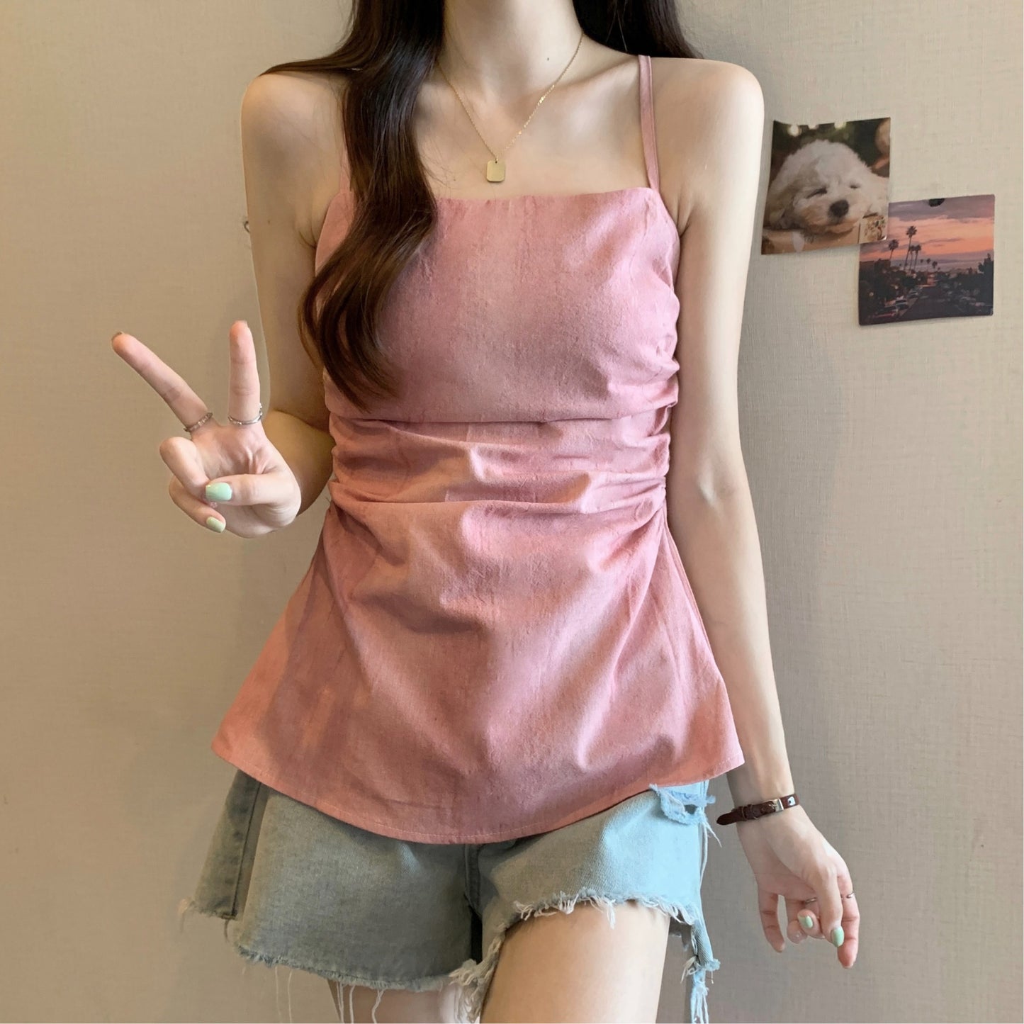 Dopamine tops Free shipping Tattoo Large size fat mm dopamine chic waist sling vest for women to wear outside, loose sleeveless top in summer