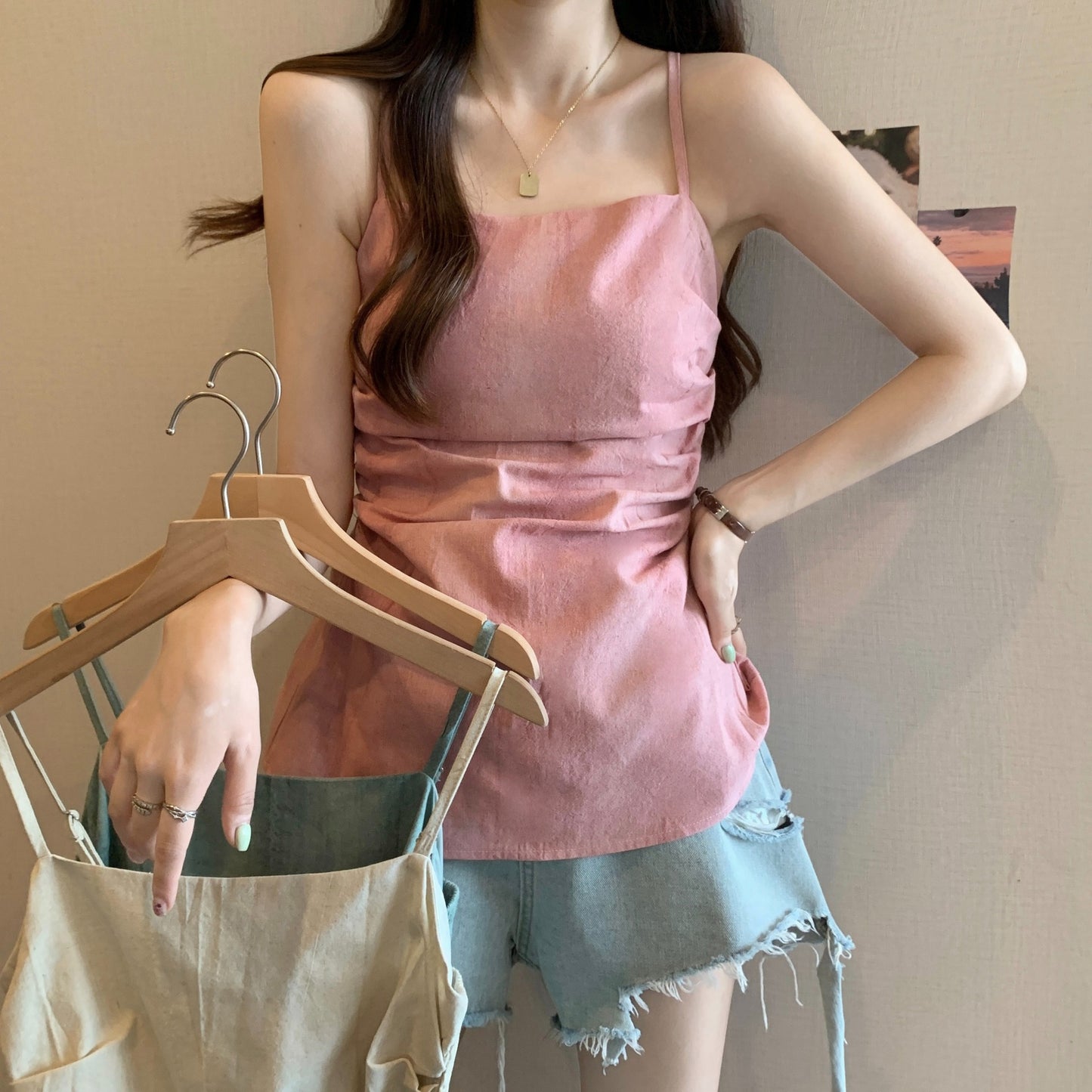 Dopamine tops Free shipping Tattoo Large size fat mm dopamine chic waist sling vest for women to wear outside, loose sleeveless top in summer